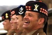 Scottish soldiers wearing their Glengarry caps