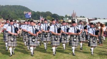 Western Australia police pipe band with their kilts and bagpipes
