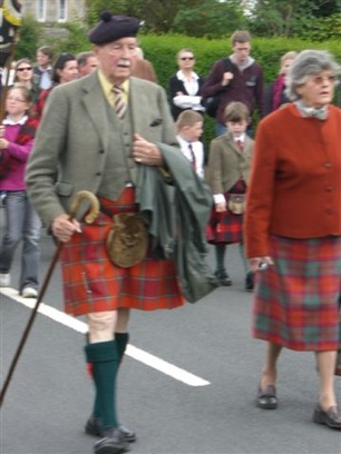 Highland kilts clan McNab chief and his wife Highland kilts clan McNab chief and his wife