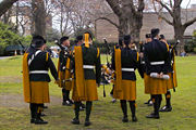 Irish pipe band wearing Irish kilts