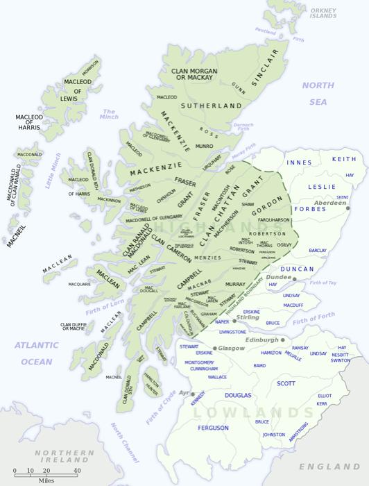 clan map of Scotland