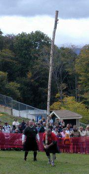 caber tossing at the Highland Games