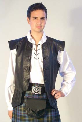 photo of chieftain waistcoat worn with a kilt