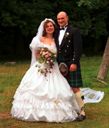 Heike and I at our kilt wedding Heike and I at our kilt wedding