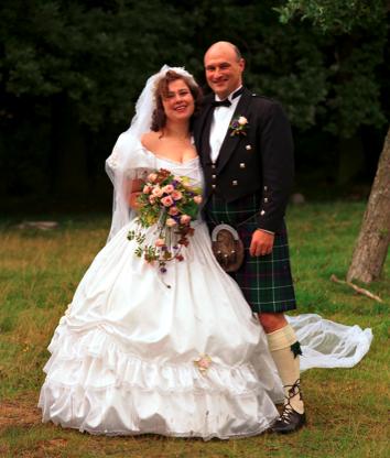 Heike and I at our kilt wedding